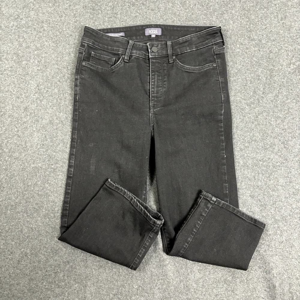NYDJ Marilyn Straight Black Rinse Jeans Womens 8 Lift Tuck High Rise MARK8143